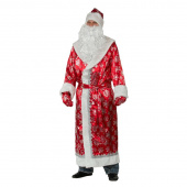 Костюм карнавальный взрослый Дед Мороз сатин красный (размер 54-56)