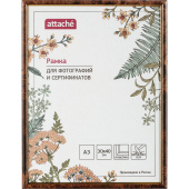 Рамка Attache А3 30x40 см пластиковый багет 14 мм коричневая/золотистая