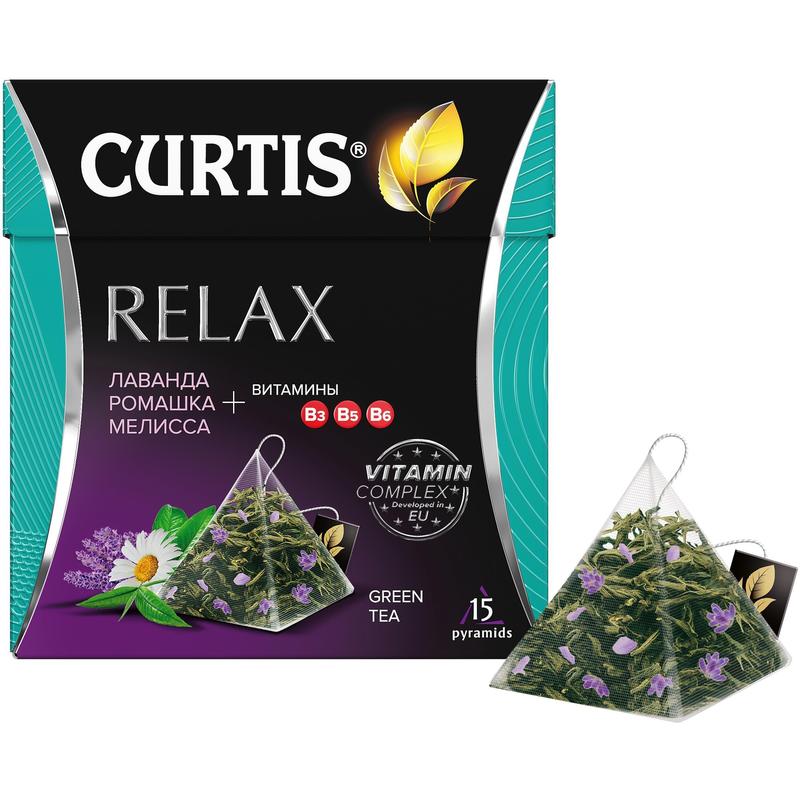 Чай зеленый Curtis Relax 15 пакетиков (лаванда, мелисса, ромашка)