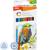 Карандаши цветные Deli Color Emotion 12 цветов трехгранные (EC00200)