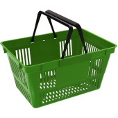 Корзина покупательская с двумя ручками на 22 л (зеленая, 5 штук в упаковке)