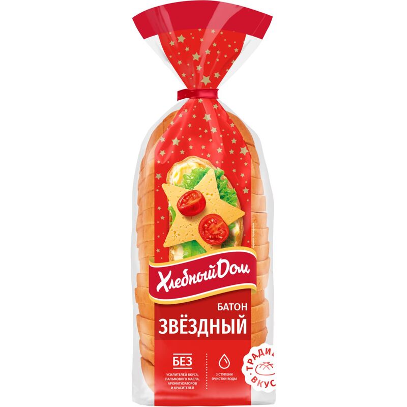 Батон Звездный Хлебный дом пшеничный нарезка 350 г