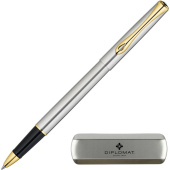Роллер Diplomat Traveller stainless steel gold цвет чернил синий, цвет корпуса серебристый (артикул производителя D20000651)