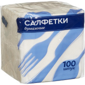 Салфетки бумажные 24х24 см белые 1-слойные 15 пачек по 100 листов