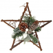 Новогоднее украшение хвойное Звезда зеленый/коричневый (диаметр 30 см, 81963)