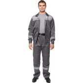 Костюм рабочий летний мужской л22-КБР с СОП темно-серый/светло-серый (размер 64-66, рост 194-200 см)