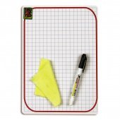 Доска-планшет пластиковая маркерная Attache А4 белая/клетка/линейка (с маркером и салфеткой, красная рамка)