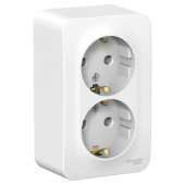 Розетка Schneider Electric Blanca двухместная с заземлением 16А IP20 открытого монтажа белая (BLNRA010211)