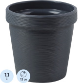 Кашпо La decoro Терра 1.1 л с внутренней вставкой 0.8 л антрацит  (12.8x13 см)
