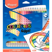 Карандаши цветные Maped Color'Peps Oops 24 цвета трехгранные c ластиком (832824)