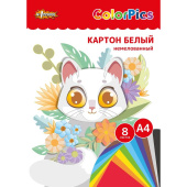 Картон белый Комус Класс (№1 School) ColorPics (A4, 8 листов, немелованный) купить в интернет-магазине товаров для офиса и дома ТопГрад с доставкой