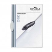 Папка с клипом для брошюровки Durable Swingclip А4 до 30 листов прозрачная/белый клип (толщина обложки 0.45 мм)