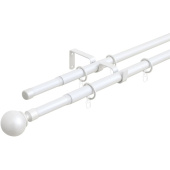 Карниз двухрядный 15.101 телескопический с кольцами белый (160-300 см)