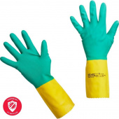 Перчатки латексные Vileda Professional Усиленные с неопреном повышенная прочность зеленые/желтые (размер 6.5-7, XS-S, 120267)