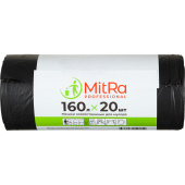 Мешки для мусора на 160 л Mitra Professional черные (ПВД, 30 мкм, в рулоне 20 штук, 87х120 см)