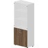 Шкаф для документов Mahia OMHS834BLBLWN со стеклом (белый/орех,  800х440х1950 мм)