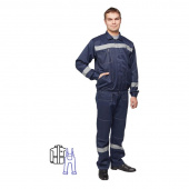 Костюм рабочий летний мужской л22-КПК с СОП темно-синий (размер 60-62, рост 158-164)