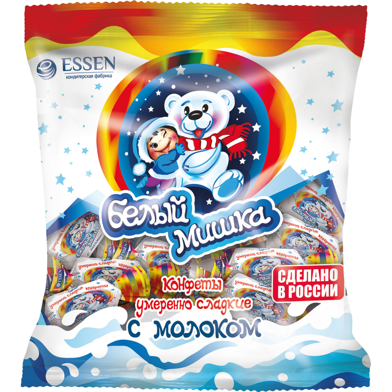 Конфеты жевательные Essen Белый Мишка с дроблёным арахисом 500 г