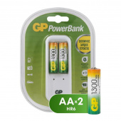 Зарядное устройство GP PB410GS130 для 2-х аккумуляторов АА/ААА (в комплекте 2 аккумулятора АА емкостью 1300 mAh)