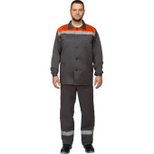Костюм рабочий летний мужской л16-КБР с СОП серый/оранжевый (размер 64-66, рост 182-188 см)