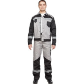Костюм рабочий летний мужской л21-КБР с СОП серый/черный (размер 44-46, рост 182-188 см)
