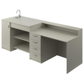 Стол демонстрационный МЕТ с сантехникой для кабинета химии (серый, 2400х750х900 мм)