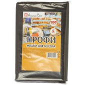 Мешки для мусора на 200 л Концепция Быта Профи черные (ПВД, 65 мкм, в пачке 5 штук, 90x130 см)