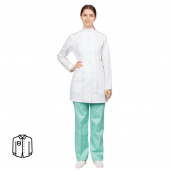 Блуза медицинская женская удлиненная м13-БЛ длинный рукав белая (размер 60-62, рост 170-176)