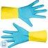 Перчатки латексные Gloves Lux Bicolor синие/жёлтые (размер M)
