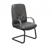 Конференц-кресло Менеджер на полозьях черное (кожа/пластик/металл черный)