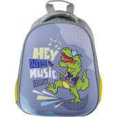Ранец Комус Класс (№1 School) Easy Dino Music анатомический серый с  одним отделением