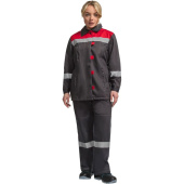 Костюм рабочий летний женский л20-КБР с СОП серый/красный (размер 56-58,  рост 170-176)