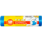 Мешки для мусора Ромашка 120 л синие (ПНД 11 мкм, 10 штук в рулоне)