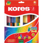 Карандаши цветные Kores Duo 48 цветов трехгранные с точилкой, двухсторонние