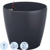 Кашпо с автополивом Lechuza Classico Color 21 5 л бархатный серый  (20.5x21.5 см)