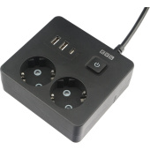 Удлинитель Power Cube 2 розетки USB 1,9 м с заземлением и выключателем (PC-1B-2M)