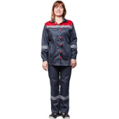 Костюм рабочий летний женский л20-КБР с СОП серый/красный (размер 44-46, рост 158-164 см)