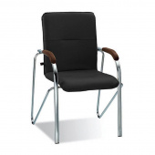 Конференц-кресло Samba черный (искусственная кожа/орех/металл хромированный)