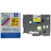 Картридж Vell VL-631 для принтера этикеток Brother (12 мм x 8 м, цвет  ленты  желтый, шрифт черный)