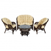 Комплект плетеной мебели Рузвельт браун (стол, 2 кресла, диван)