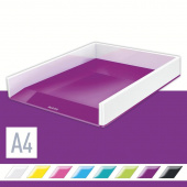 Лоток для бумаг горизонтальный Leitz Wow пластиковый белый/фиолетовый