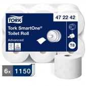 Бумага туалетная в рулонах Tork SmartOne T8 2-слойная 6 рулонов по 207 метров (артикул производителя 472242)