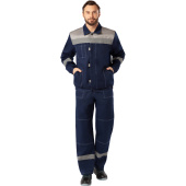 Костюм рабочий летний мужской л20-КБР с СОП синий/серый (размер 52-54,  рост 182-188)