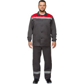 Костюм рабочий летний мужской л16-КПК с СОП серый/красный (размер 68-70,  рост 194-200)