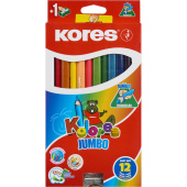 Карандаши цветные Kores Jumbo 12 цветов трехгранные с точилкой