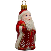 Елочная игрушка Коломеев Дед Мороз стекло красное (высота 10 см)