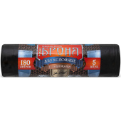 Мешки для мусора Ромашка Броня 180 л с завязками черные (ПВД 55 мкм, 5 штук в рулоне)
