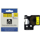 Картридж Vell VL-D-S0720730/40918 для принтера этикеток Dymo (9 мм x 7  м,  цвет ленты желтый, шрифт черный)
