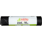 Мешки для мусора на 240 л Mitra Professional черные (ПВД, 30 мкм, в рулоне 10 штук, 112x140 см)