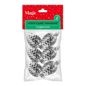 Новогоднее украшение Magic Time полимер серебристое (высота 7 см, 6 штук в упаковке)